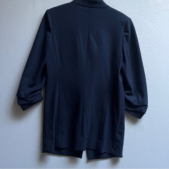 Babaton Aritzia Power Blazer Navy Open-Front 3/4 Sleeve Jacket Sz 2 - Picture 4 of 12